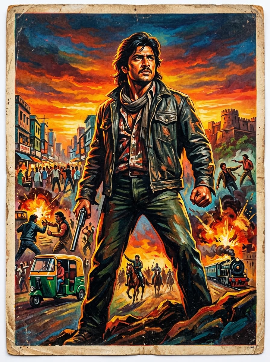 Hand-painted film poster, full drama